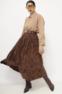 Saia 100% seda estampa marrom LE LIS BLANC - comprar online