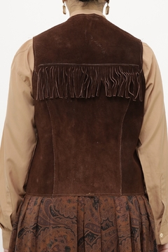 Colete franja marrom couro 70´s - comprar online