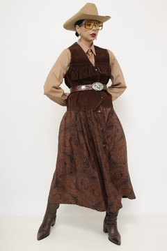 Colete franja marrom couro 70´s - comprar online