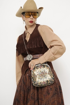 Bolsa tapeçaria alça metal vintage - loja online