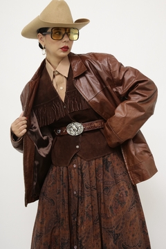 Jaqueta 100% couro marrom - comprar online