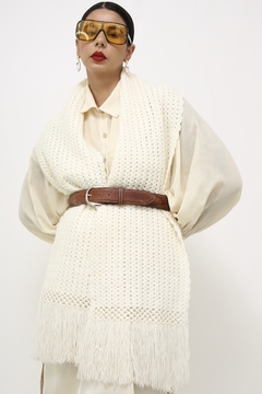 Cachecol creme trama vintage franja