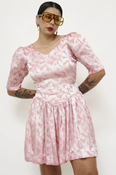 Vestido rosa acetinada 80´s curto - comprar online