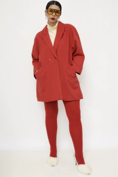 Blazer vermelho forrado longo vintage - Capichó Brechó