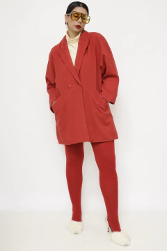 Blazer vermelho forrado longo vintage - Capichó Brechó