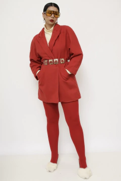 Blazer vermelho forrado longo vintage - loja online