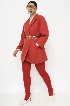 Blazer vermelho forrado longo vintage na internet