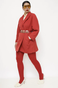 Blazer vermelho forrado longo vintage - loja online