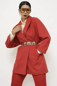 Imagem do Blazer vermelho forrado longo vintage