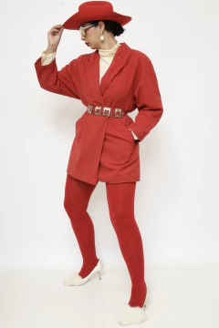 Blazer vermelho forrado longo vintage - Capichó Brechó