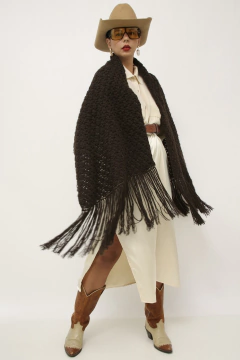 Cachecol marrom tricot grosso na internet