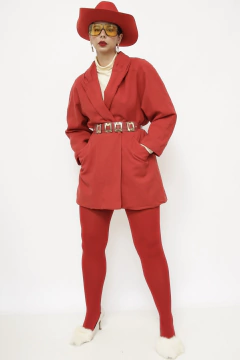 Imagem do Blazer vermelho forrado longo vintage