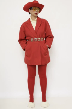 Blazer vermelho forrado longo vintage na internet