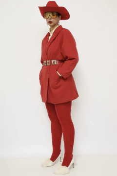 Blazer vermelho forrado longo vintage - loja online