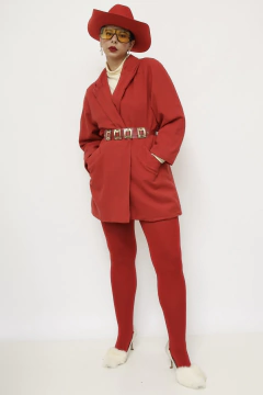 Blazer vermelho forrado longo vintage - comprar online