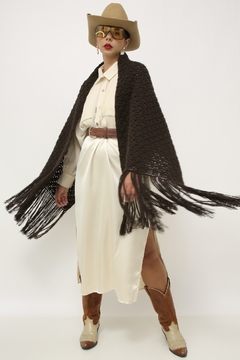 Cachecol marrom tricot grosso - loja online