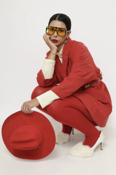 Blazer vermelho forrado longo vintage