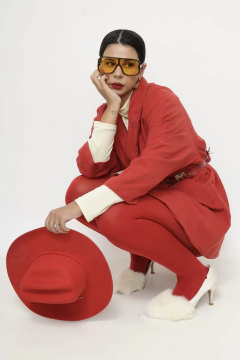 Blazer vermelho forrado longo vintage - comprar online