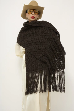 Cachecol marrom tricot grosso - Capichó Brechó