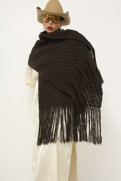 Cachecol marrom tricot grosso