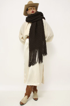 Cachecol marrom tricot grosso