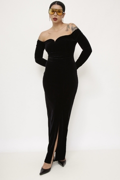 Imagem do Vestido veludo longo decote coração vintage chic