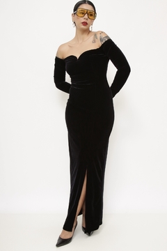 Imagem do Vestido veludo longo decote coração vintage chic