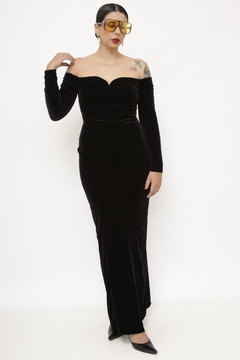 Imagem do Vestido veludo longo decote coração vintage chic