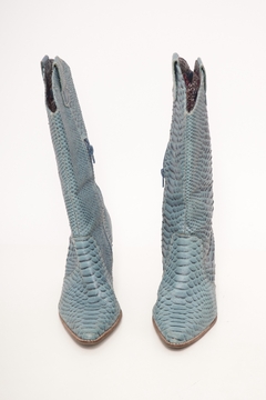 Bota western azul couro vintage 36 - Capichó Brechó