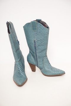 Imagem do Bota western azul couro vintage 36