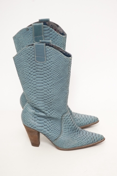 Bota western azul couro vintage 36 - comprar online