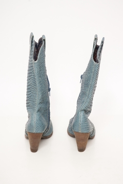 Bota western azul couro vintage 36 na internet