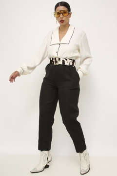 Camisa cropped vies preto pijama - Capichó Brechó