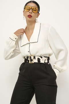 Camisa cropped vies preto pijama