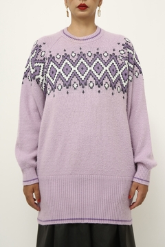 Pulover roxo vintage longo 80´s - loja online