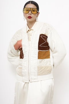 Cardigan acrilcio recortes vintage - comprar online