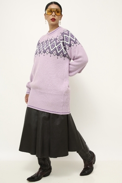 Pulover roxo vintage longo 80´s - loja online