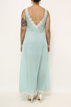 Cojunto Robe + Camisola azul bordado vintage na internet