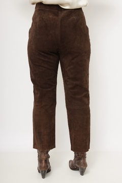 Calça couro cintura alta marrom - comprar online