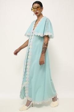 Cojunto Robe + Camisola azul bordado vintage na internet