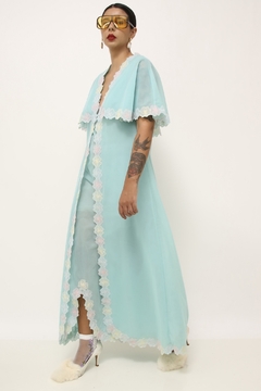 Cojunto Robe + Camisola azul bordado vintage