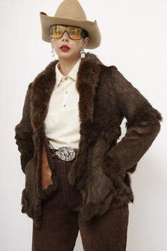 Casaco pele vintage marrom FOX