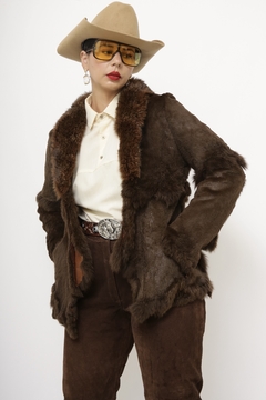 Casaco pele vintage marrom FOX - loja online