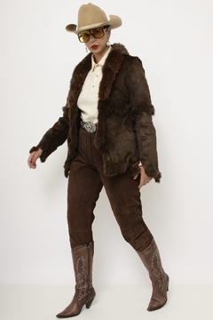 Casaco pele vintage marrom FOX - comprar online