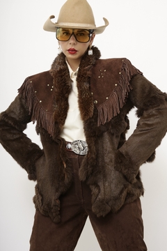 Casaco pele vintage marrom FOX - comprar online