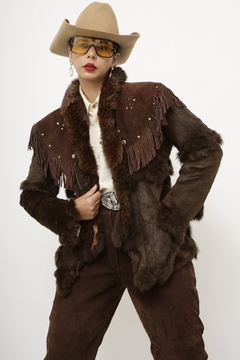 Casaco pele vintage marrom FOX