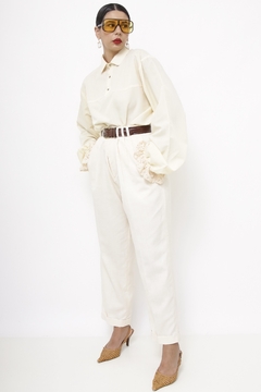 Calça off white cintura alta - loja online