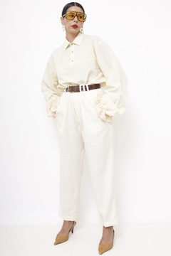Calça off white cintura alta - loja online