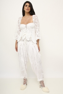 Calça algodão com renda vintage - loja online