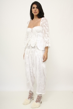 Calça algodão com renda vintage - loja online